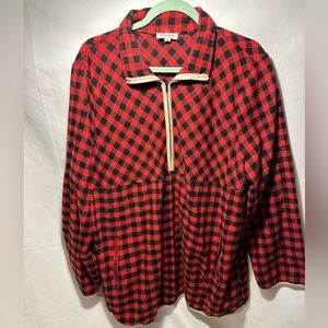 Chic Soul Quarter Zip Flannel Top